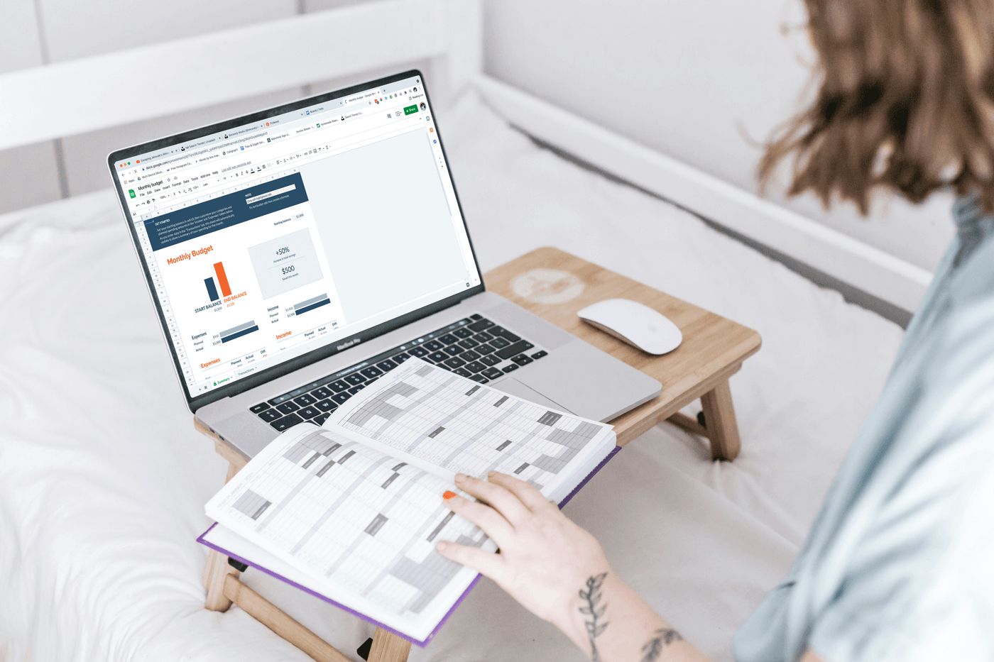 Working through invoices on a laptop
